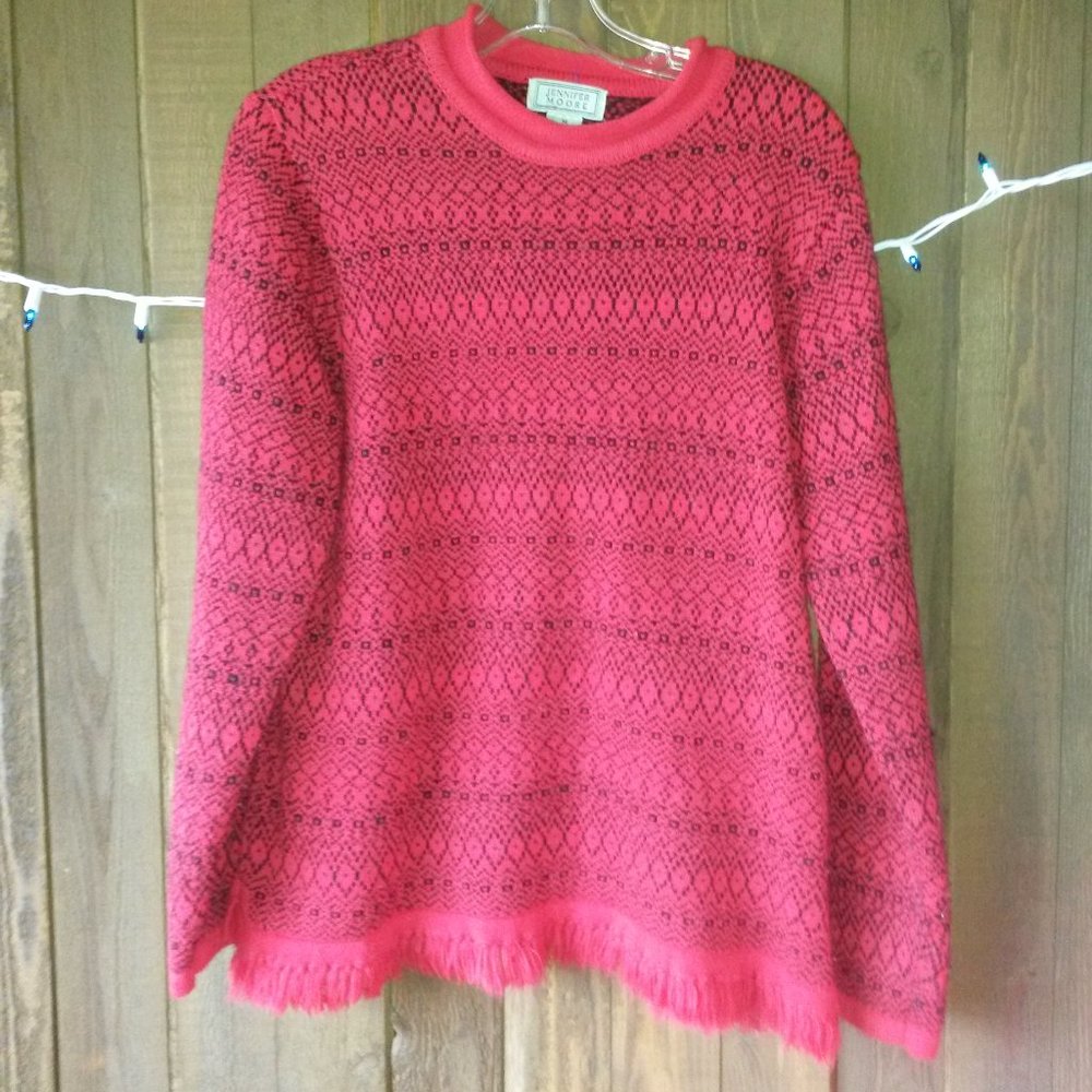 Jennifer Moore Red and Black Sweater Women's M